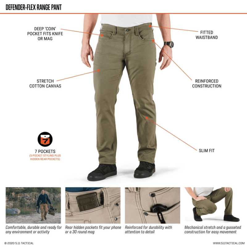 5.11 Defender-Flex Range Pant Khaki (Byxor) från 5.11 Tactical. | TacNGear - Utrustning för polis och militär och outdoor.