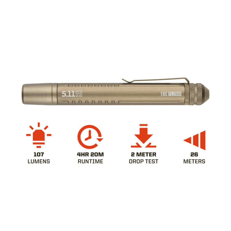 5.11 EDC PL 2AAA Flashlight (Ficklampor) från 5.11 Tactical. | TacNGear - Utrustning för polis och militär och outdoor.