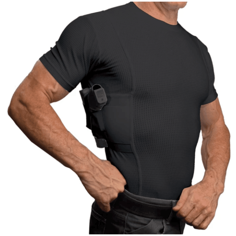 UnderTech Men's Concealed Carry Crew Neck Coolux Shirt (Bärsystem) från UnderTech Undercover. SvartS | TacNGear - Utrustning för polis och militär och outdoor.