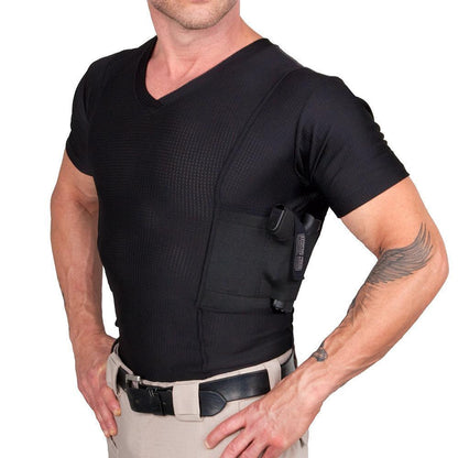 UnderTech Men's Concealed Carry V-Neck Coolux Shirt (Bärsystem) från UnderTech Undercover. SvartS | TacNGear - Utrustning för polis och militär och outdoor.